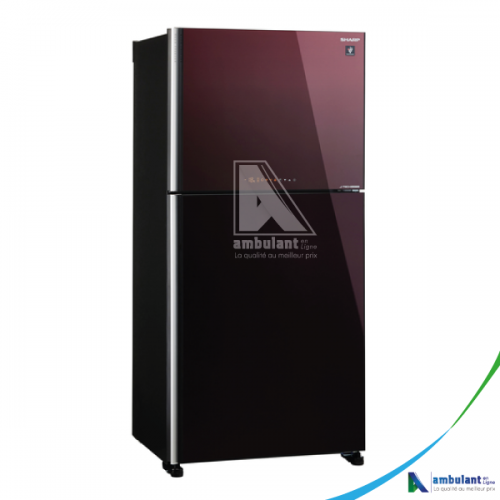 Réfrigérateur à double porte commande extérieure tactile inverter rouge 550L SHARP SJ-GMF650-RD3